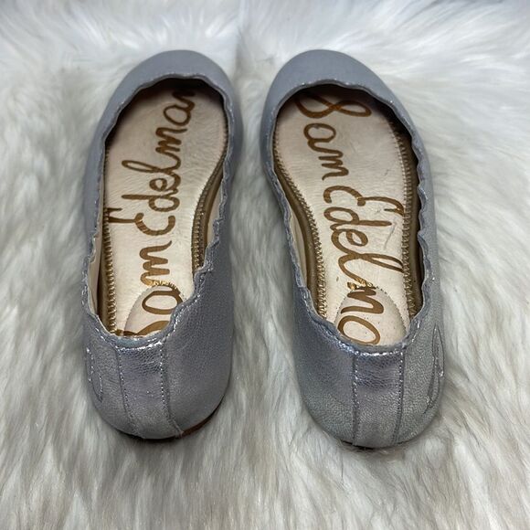 Sam Edelman Francis Metallic Silver Scalloped Leather Ballet Flats Sz 5.5 - Picture 3 of 7